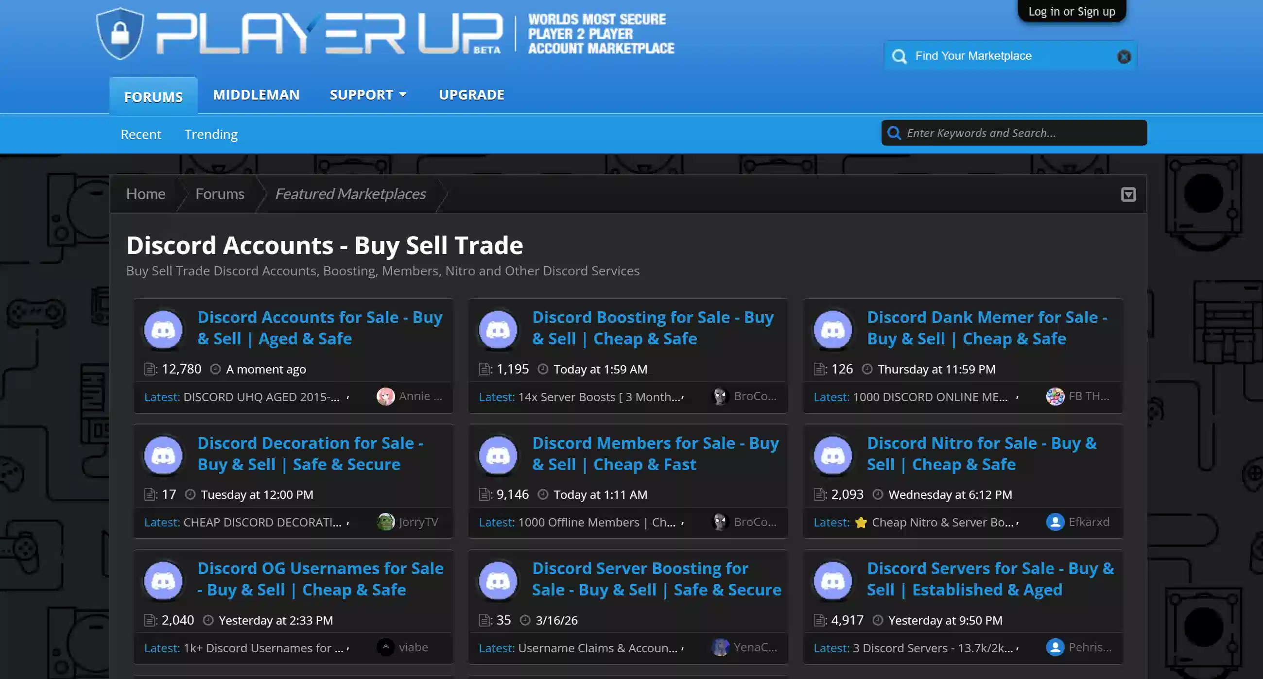 PlayerUp Discord Marketplace